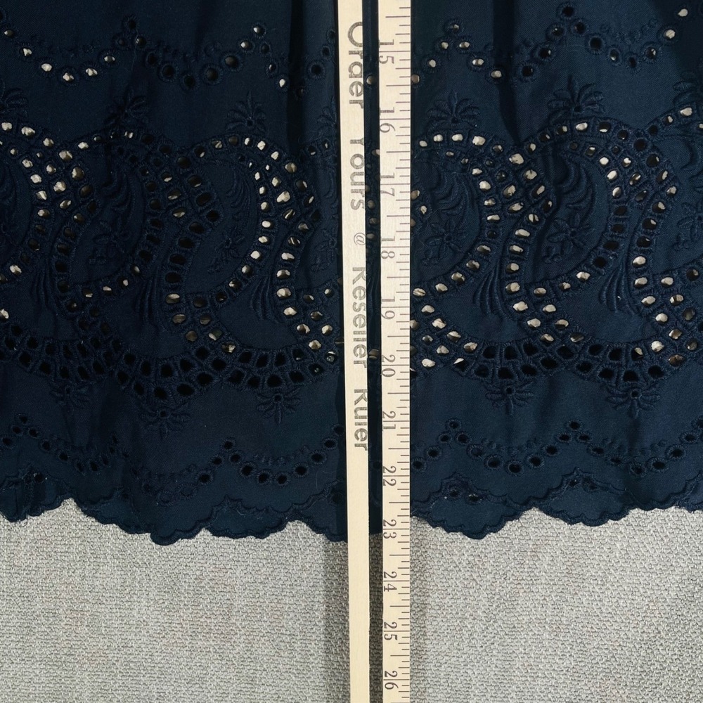 Ann Taylor Skirt Womens 6P Navy Blue Eyelet Hem Pleated Knee Length Career - Picture 5 of 14